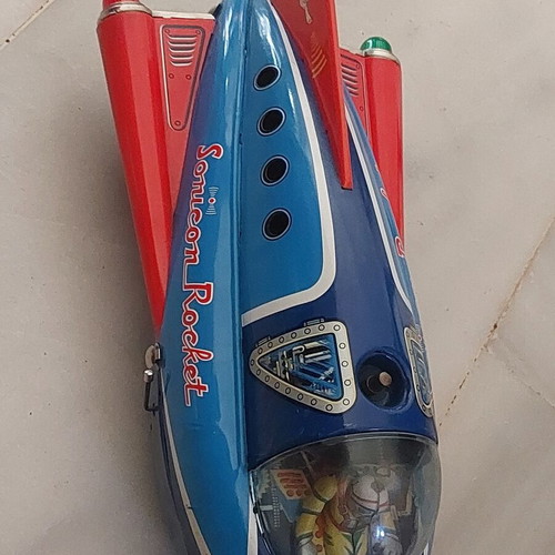 Masdaya Sonicon Space Patrol Car vintage tinplate rocket used