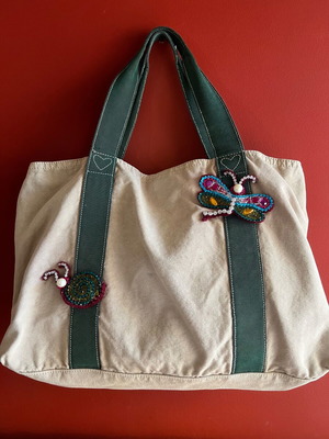 Moschino shoulder bag used, beige and green