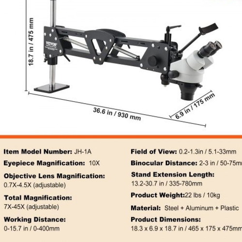 Vevor multipurpose microscope new with spring and ring for jewelry