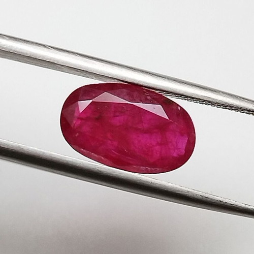 Natural unheated ruby 2.08 carat vivid red oval