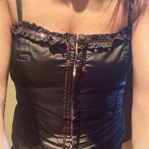 Best Manuel satin top and skirt set like new, black, size XS/S