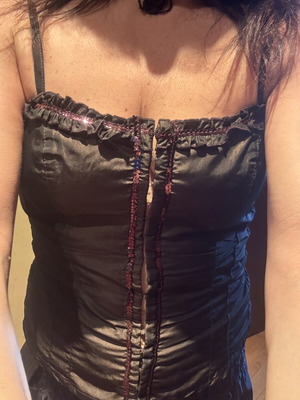 Best Manuel satin top and skirt set like new, black, size XS/S