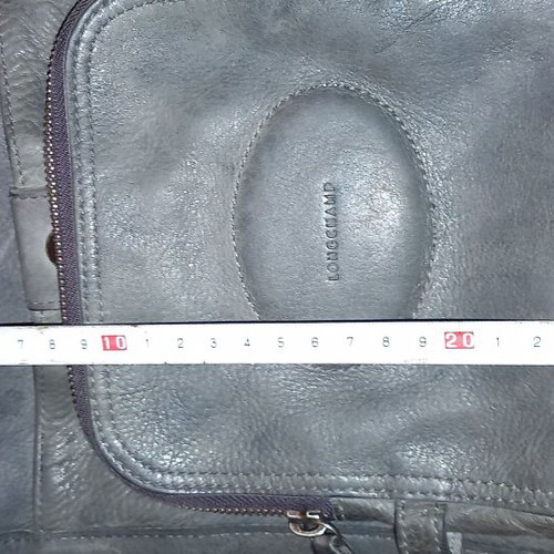 Longchamp Crossbody Messenger Bag, genuine leather, grey