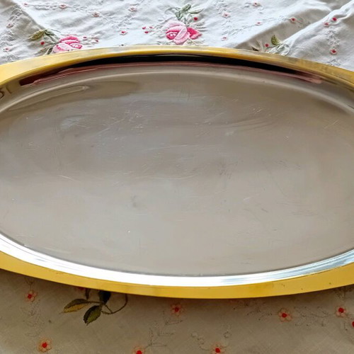 Serving platter like new with woven design, stainless steel 18/10