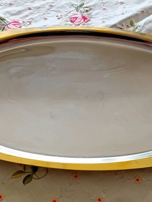 Serving platter like new with woven design, stainless steel 18/10