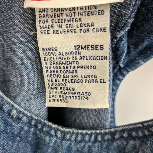 Denim dress used for 12-month-old girl