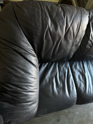 Leather Black Three-Seater Sofa like new