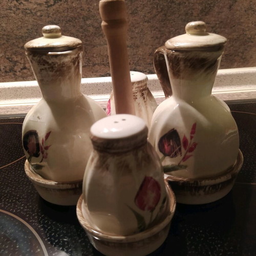 Set for salt, pepper, vinegar, oil new