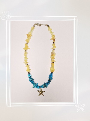 Island handmade necklace blue yellow