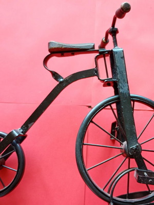 Folk Art Vintage Penny-Farthing Bicycle Model from Germany used