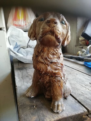 Plaster dog used, sweet figurine