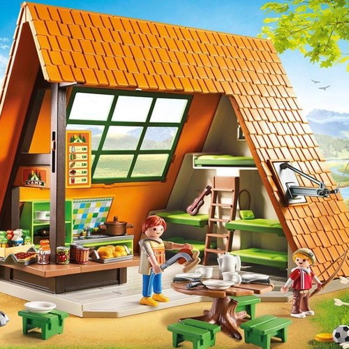 Playmobil 6887 Mountain Camping Shelter like new, Summer Chalet House