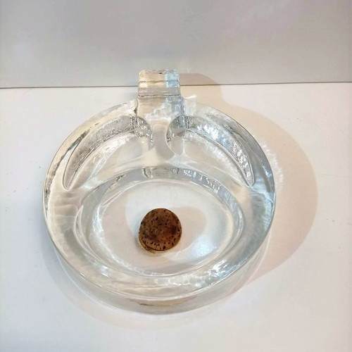 Large ashtray for 2 tobacco pipes like new, glass and cork