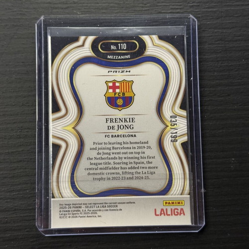 Frenkie De Jong Panini Select Gold Parallel 199 La Liga 2025/26 Card New