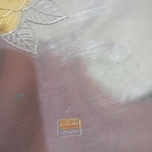 Vintage serving platter with 25K Delux gold design used