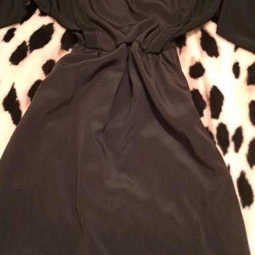 Satin dress with embroidered sheer bust and back like new, black, size M