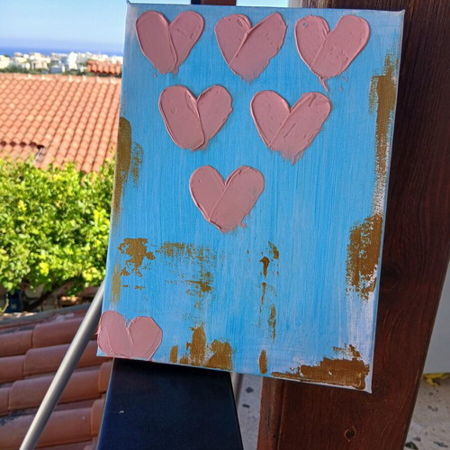 Paintings with acrylic and texture paste coated with varnish new