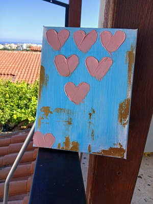 Paintings with acrylic and texture paste coated with varnish new
