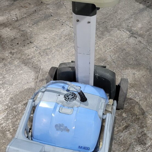 Automatic robotic pool cleaner used with transport and storage base