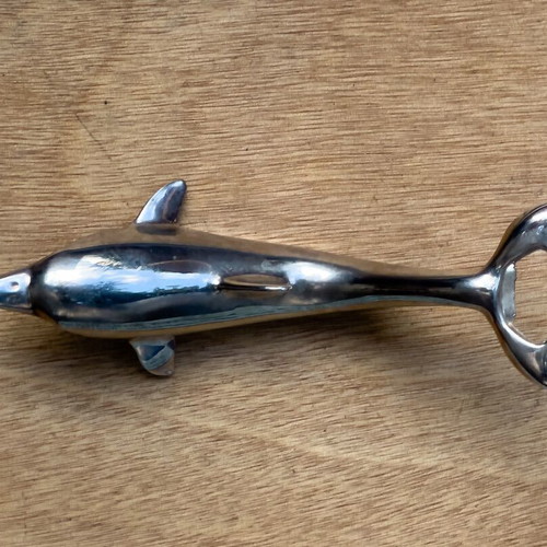 Silver-plated dolphin bottle opener new