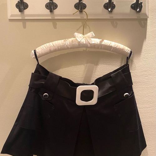 Paranoia Black Mini Skirt like new, size L with wide belt