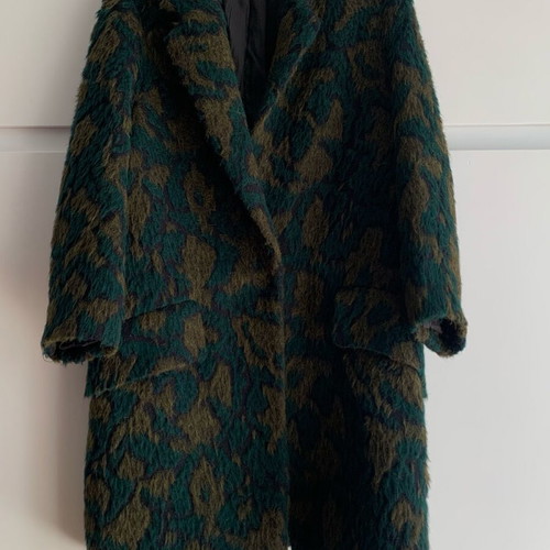 Vicolo Green Jacquard Longline Coat like new