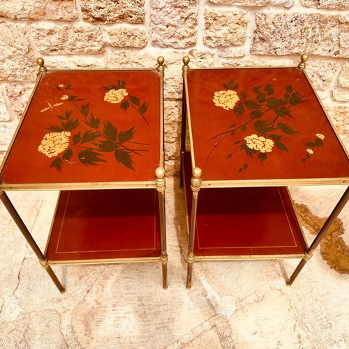 Chinoiserie vintage handmade bedside tables set of 2