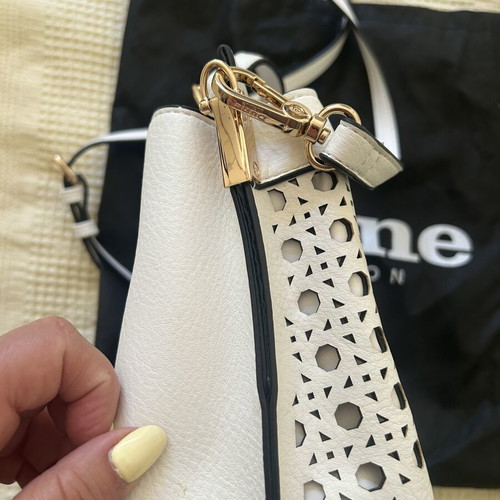 Dune London Shoulder Bag White Laser Cut Matte Leather Like New
