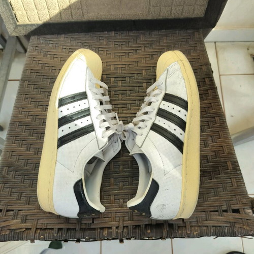 Adidas originals leather vintage sneakers used, size 43.5, black and white