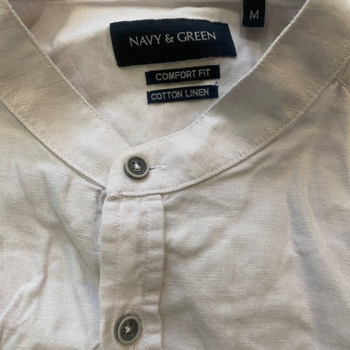 Navy & Green linen shirt, lightly used, size M