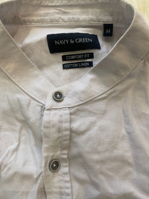 Navy & Green linen shirt, lightly used, size M
