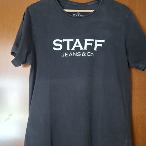 Staff Jeans T-shirt used, size Small, black and white