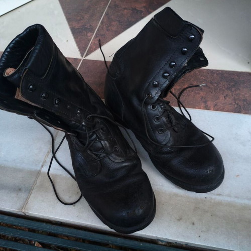 Greek Army Boots 700 SE Size 47 used, leather, rubber sole