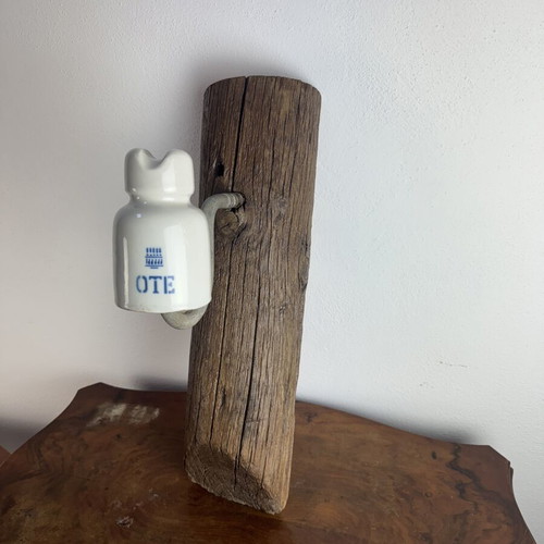 OTE Insulator on Wooden Pole used, 55 cm, collectible