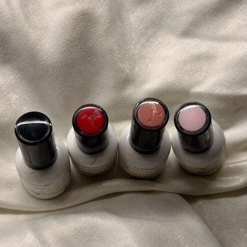 Set of 4 used semi-permanent nail polishes, 4 x 15ml