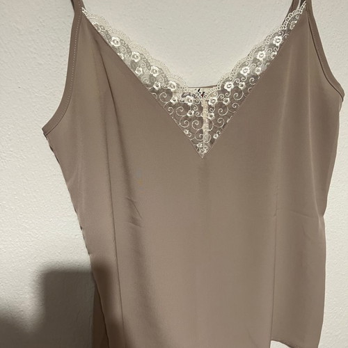 Chaton sleeveless blouse with lace, size small, lightly worn