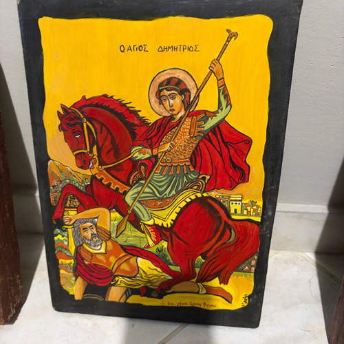 Saint Demetrios icon handmade, like new, egg tempera