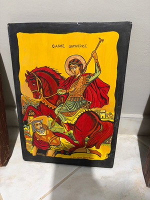 Saint Demetrios icon handmade, like new, egg tempera