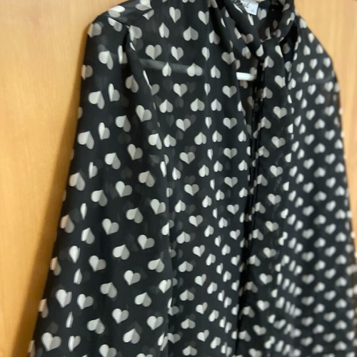 Prive shirt with hearts new, black semi-transparent with tie