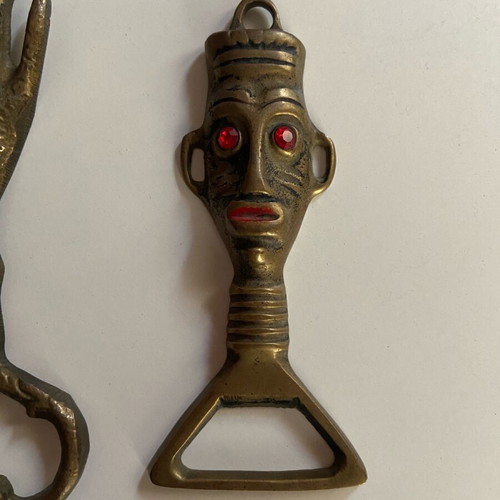 Vintage brass bottle openers used, set of 2 pieces