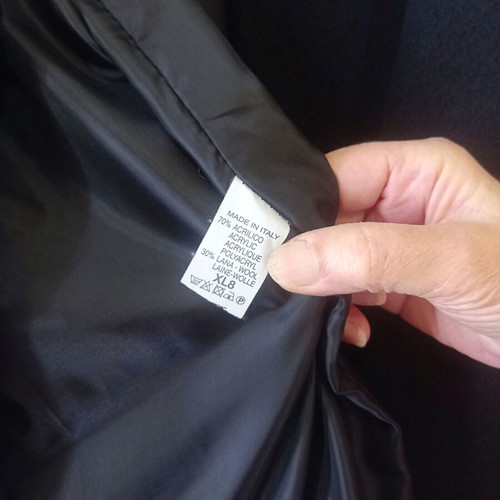 Black women's coat with flowers like new, made in Italy