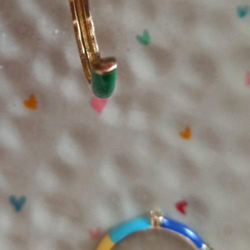 Striped multicolor hoop earrings made of steel like new