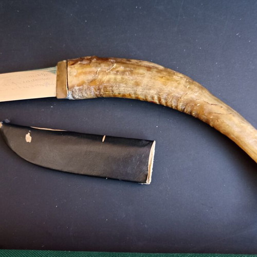 Vintage Cretan Knife Antique with Natural Goat Horn Handle and Mantinada like new