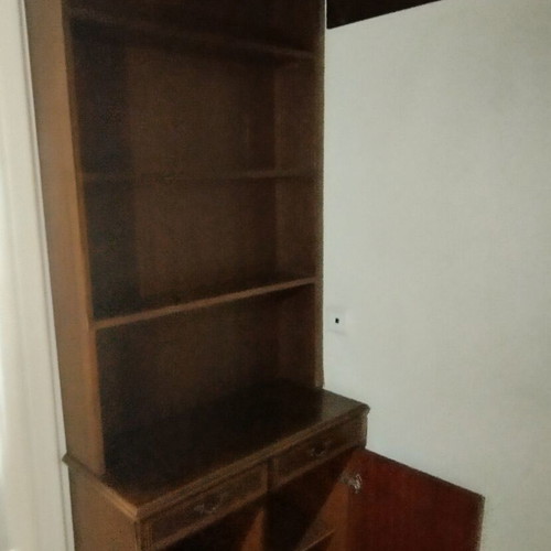 Classic Walnut Hall Cabinet with Shelves and Cupboards used