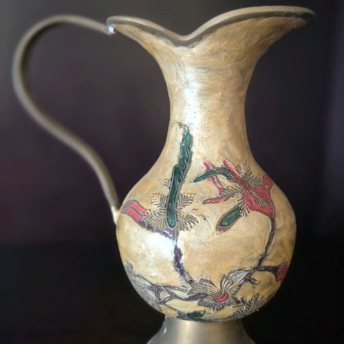 Vintage brass decorative item used with cloisonné enamel