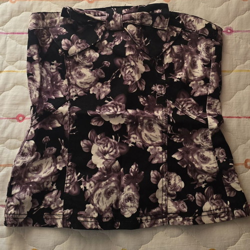Strapless blouse like new, size M, black and pink