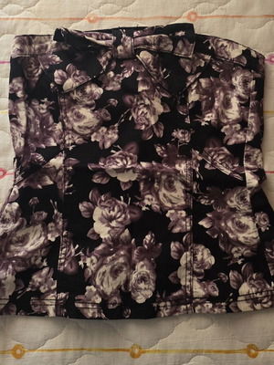 Strapless blouse like new, size M, black and pink