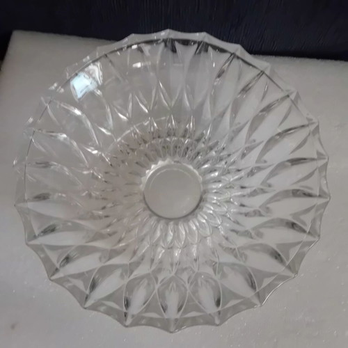 Small vintage glass salad bowl used, 20cm diameter