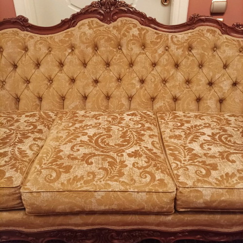 Living room set used with three-seat sofa, armchairs, chairs and handmade table