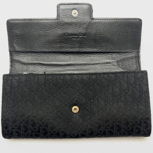 Dior black trotter canvas wallet used with dustbag